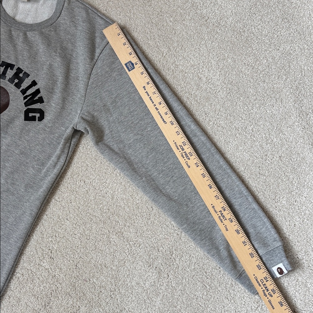 BAPE A Bathing Ape College Crew Sweatshirt Gray Soft Cozy‎ Fleece Mens Large - Picture 13 of 15